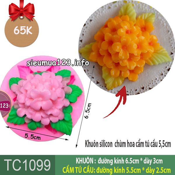 Khuôn silicon chùm hoa cẩm tú cầu 5,5cm ( TC1099 )
