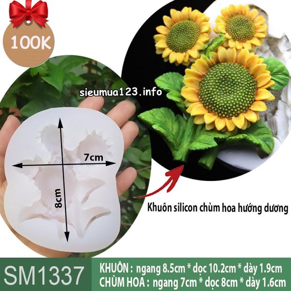 Khuôn silicon chùm hoa hướng dương 8cm ( SM1337 )