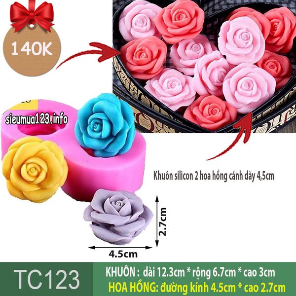 Khuôn silicon Hoa Hồng Đôi 4,5cm ( TC123 ) làm rau câu