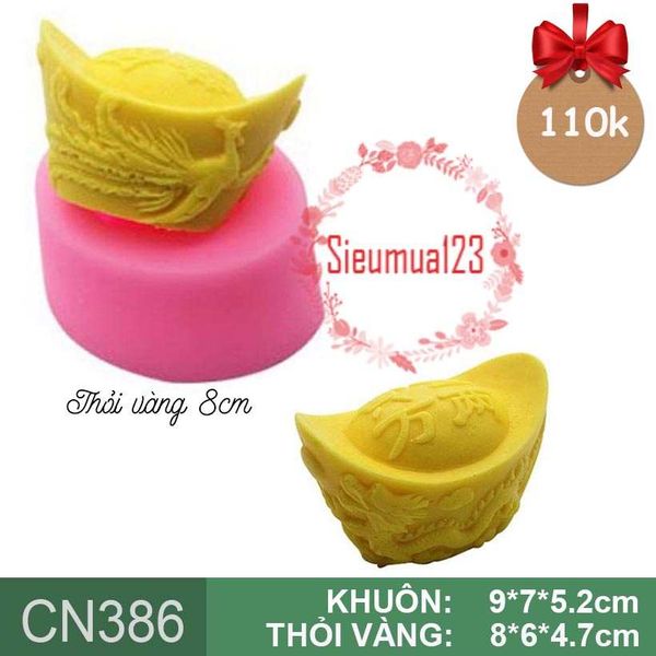 Khuôn silicon thỏi vàng long phụng to 8cm ( CN386 )