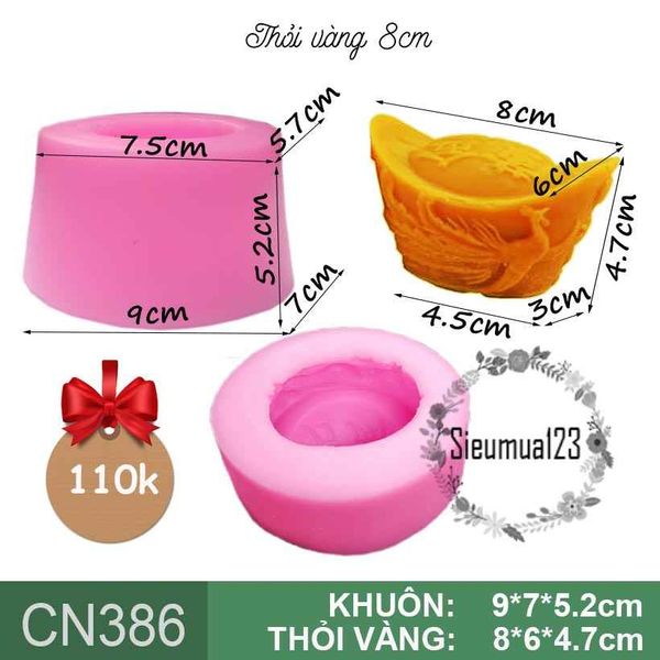 Khuôn silicon thỏi vàng long phụng to 8cm ( CN386 )