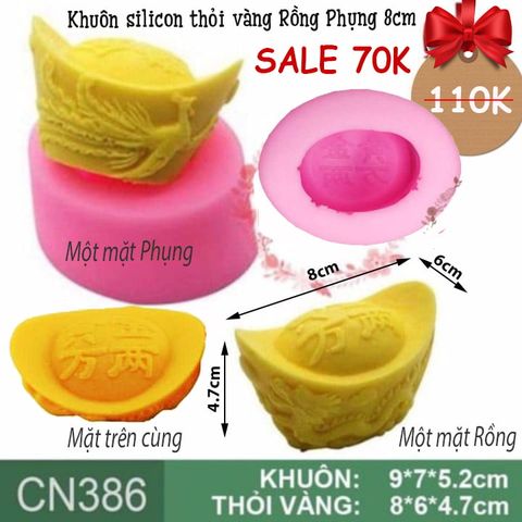 Khuôn silicon thỏi vàng long phụng to 8cm ( CN386 )
