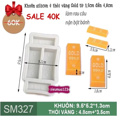 Khuôn silicon 4 thỏi vàng Gold từ 3,5cm đến 4,8cm ( SM327 )