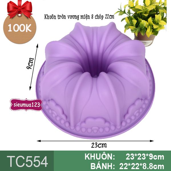 Khuôn silicon làm bánh rau câu tròn vương miện 8 chóp 22cm ( TC554 )