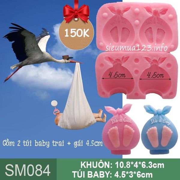 Khuôn silicon túi quà sơ sinh baby trai và gái ( SM084 ) trong film Tiểu Đội Cò Bay