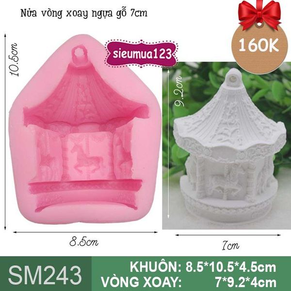 Khuôn rau câu silicon 4d: Vòng xoay ngựa gỗ Trojan nửa mảnh ( SM243 )