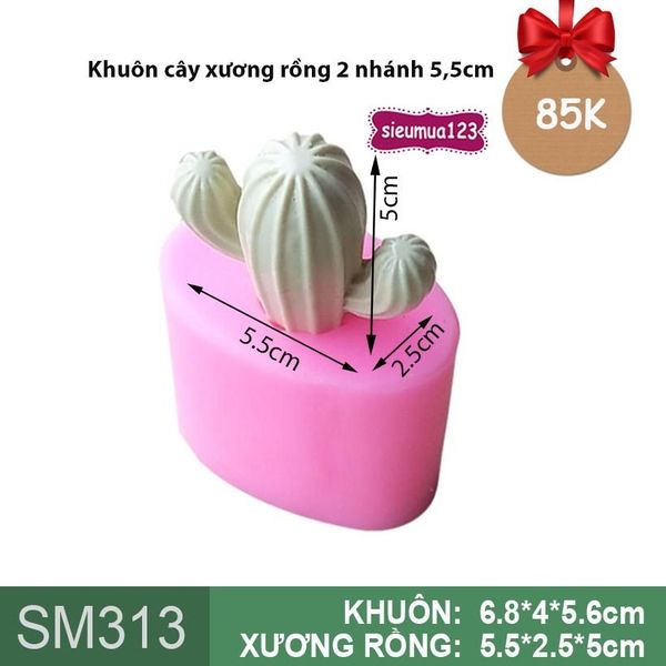 Khuôn rau câu silicon 4d : Khuôn cây xương rồng 2 nhánh 5,5cm ( SM313 )
