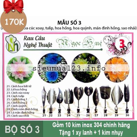 Bộ 10 Kim 3d Số 3 ( chính hãng Ngọc Huệ )