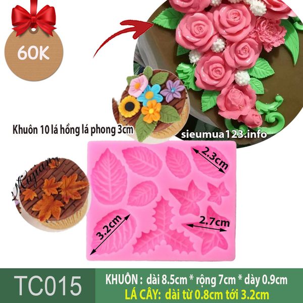 Khuôn silicon làm thạch rau câu 10 Chiếc Lá Hồng Lá Phong ( TC015 )