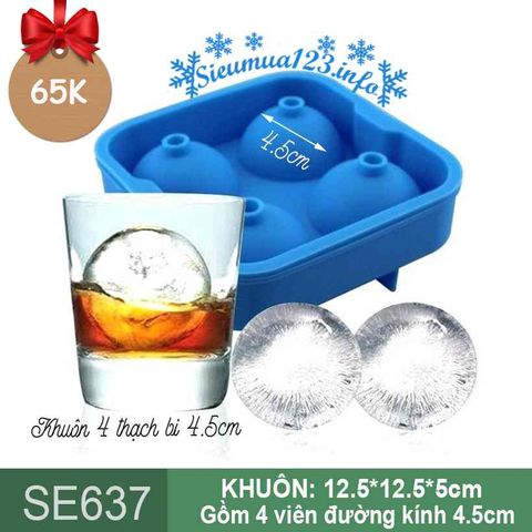 Khuôn silicon làm thạch 4 viên bi mochi 4,5cm ( SE637 )