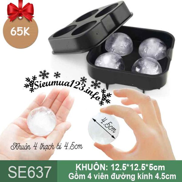 Khuôn silicon làm thạch 4 viên bi mochi 4,5cm ( SE637 )