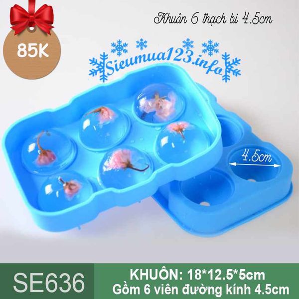 Khuôn silicon làm thạch 6 viên bi mochi 4,5cm ( SE636 )