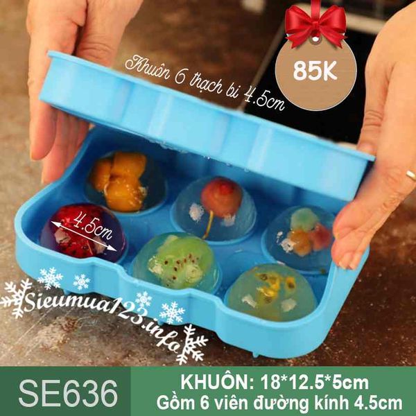 Khuôn silicon làm thạch 6 viên bi mochi 4,5cm ( SE636 )