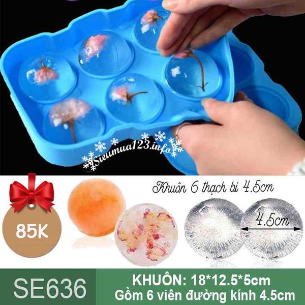 Khuôn silicon làm thạch 6 viên bi mochi 4,5cm ( SE636 )