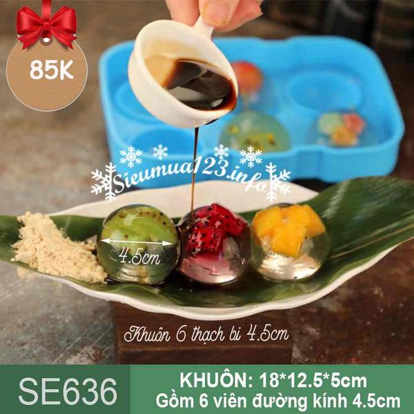 Khuôn silicon làm thạch 6 viên bi mochi 4,5cm ( SE636 )