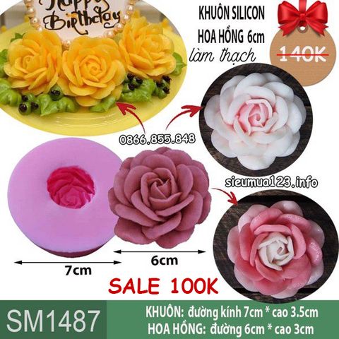 Khuôn silicon hoa hồng cánh xoắn 6cm làm rau câu ( SM1487 ) 115gr