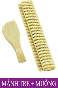 Mành tre cuộn cơm sushi 24cm (kèm muỗng tre)