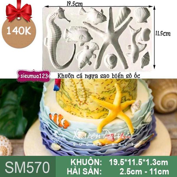 Khuôn silicon ốp viền con cá ngựa sao biển sò ốc ( SM570 )
