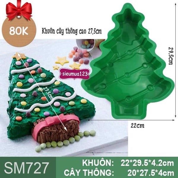 Khuôn silicon làm bánh rau câu cây thông cao 27,5cm ( SM727 )