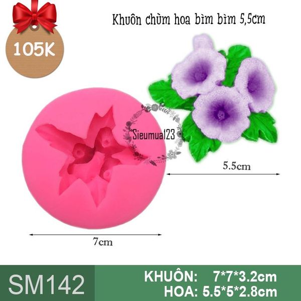 Khuôn silicon chùm hoa bìm bìm 5,5cm ( SM142 )