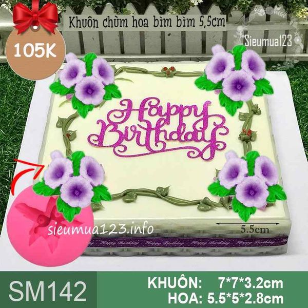 Khuôn silicon chùm hoa bìm bìm 5,5cm ( SM142 )