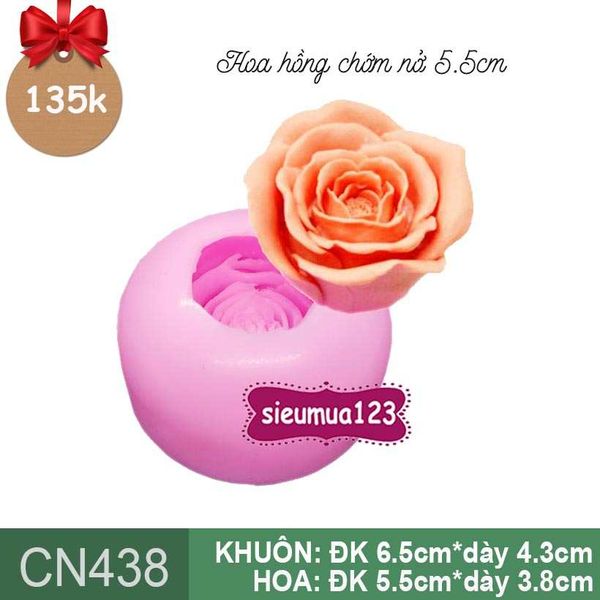 Khuôn silicon hoa hồng chớm nở 5,5cm ( CN438 )