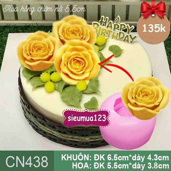 Khuôn silicon hoa hồng chớm nở 5,5cm ( CN438 )