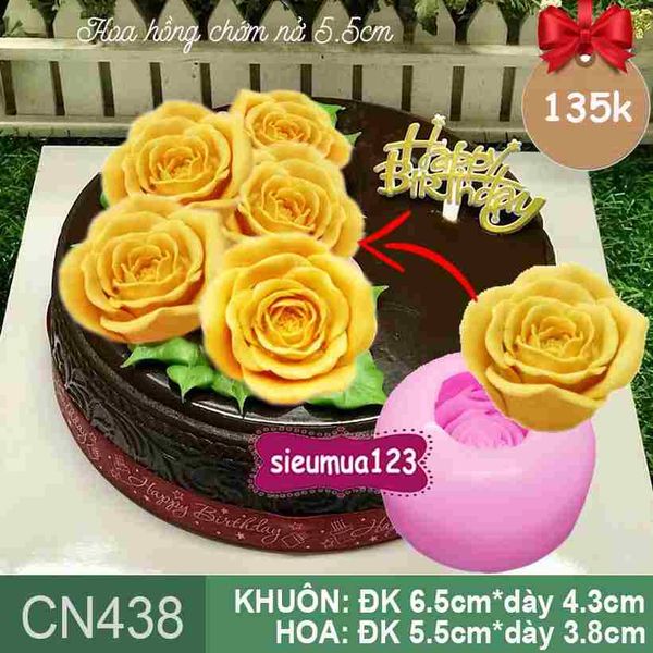 Khuôn silicon hoa hồng chớm nở 5,5cm ( CN438 )