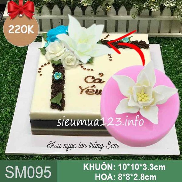 Khuôn silicon hoa Ngọc Lan trắng nhụy vàng 8cm ( SM095 )