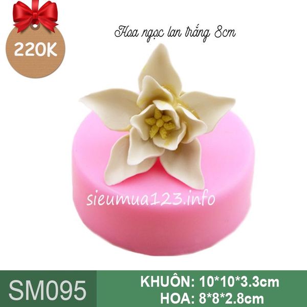 Khuôn silicon hoa Ngọc Lan trắng nhụy vàng 8cm ( SM095 )