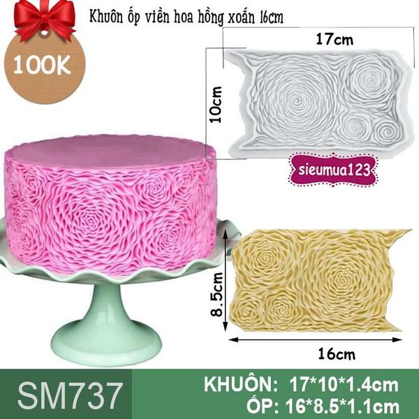 Khuôn silicon ốp viền hoa hồng xoắn 16cm ( SM737 )