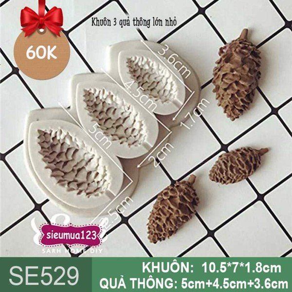 Khuôn silicon 3 quả thông lớn nhỏ ( SE529 )