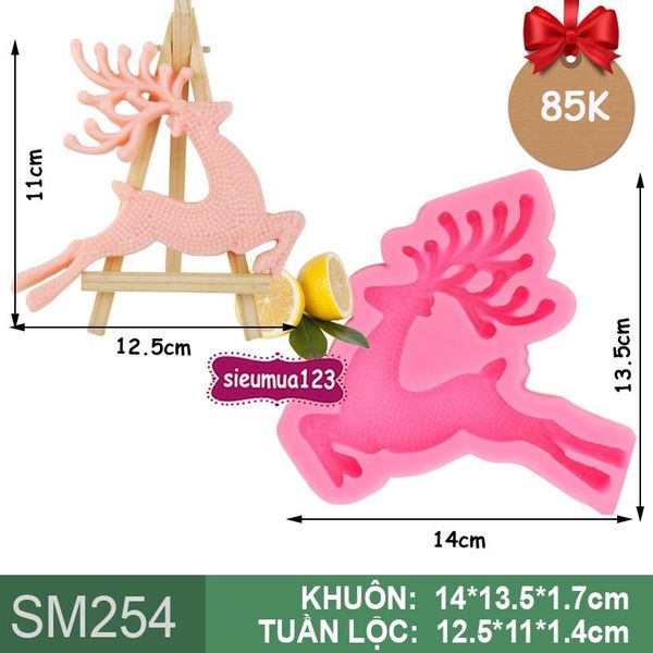 Khuôn silicon con tuần lộc đốm lớn 12,5cm ( SM254 )