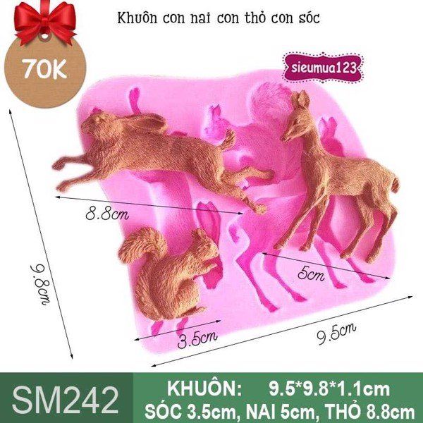 Khuôn silicon con nai con thỏ con sóc ( SM242 )
