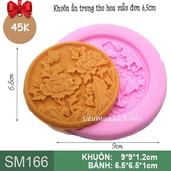 Khuôn ấn trung thu silicon: Khuôn hoa mẫu đơn 6,5cm ( SM166 )