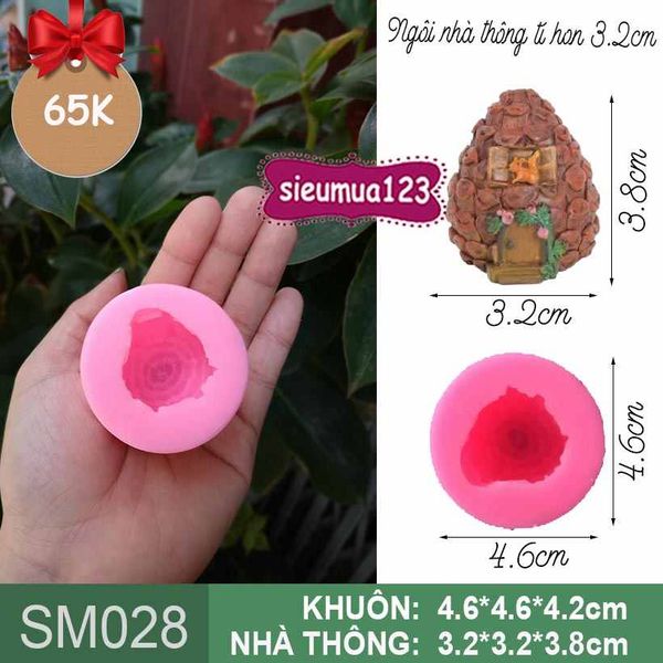 Khuôn silicon làm rau câu ngôi nhà quả thông tí hon 3,8cm ( SM028 )