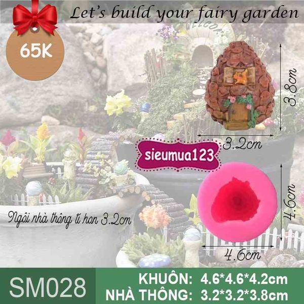 Khuôn silicon làm rau câu ngôi nhà quả thông tí hon 3,8cm ( SM028 )
