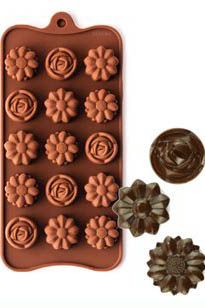 Khuôn làm socola silicon : Khuôn 15 Bông Hồng Bông Cúc ( SC9)