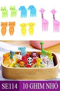 Bộ 10 nĩa trái cây hình thú rừng đủ màu ( SE114 )