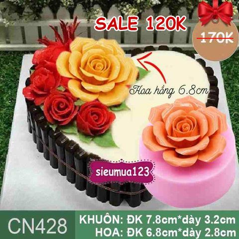 Khuôn silicon hoa hồng cam 6,8cm ( CN428 ) làm rau câu