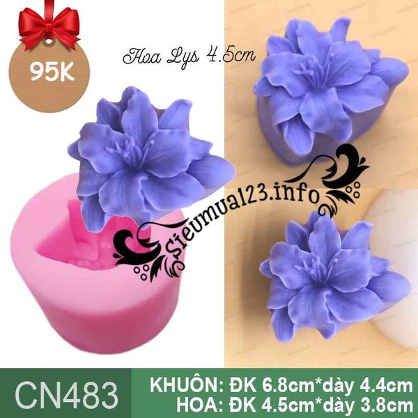 Khuôn rau câu silicon 4d : Khuôn hoa Lys kèm búp ( CN483 )