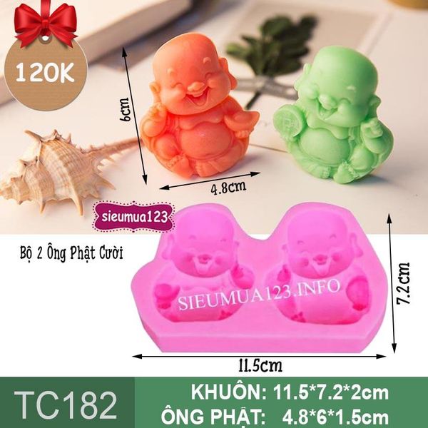 Khuôn rau câu silicon 2 Ông Phật Cười 6cm ( TC182 )