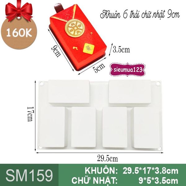 Khuôn bánh mousse : Khuôn 6 thỏi chữ nhật 9cm ( SM159 )
