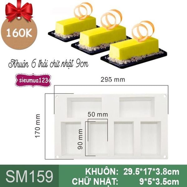Khuôn bánh mousse : Khuôn 6 thỏi chữ nhật 9cm ( SM159 )
