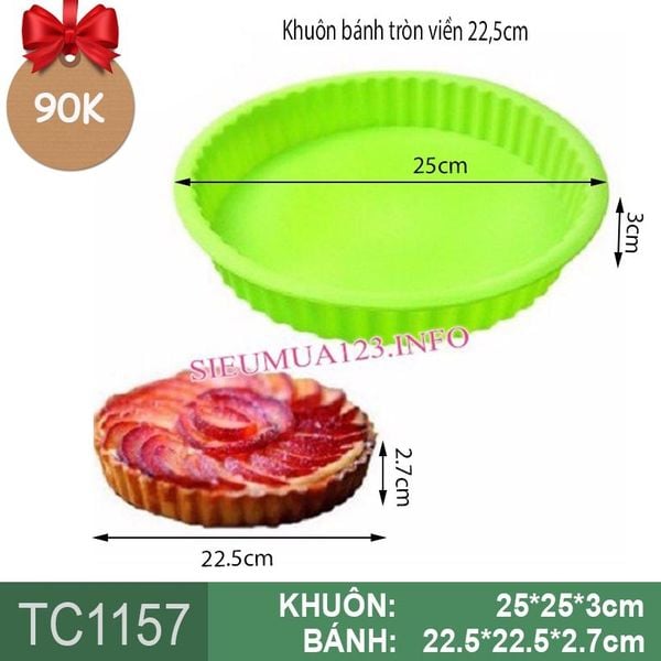 Khuôn nướng bánh silicon tròn viền 22,5cm  ( TC1157 )