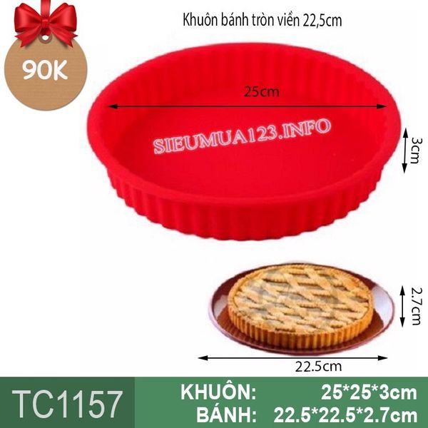 Khuôn nướng bánh silicon tròn viền 22,5cm  ( TC1157 )