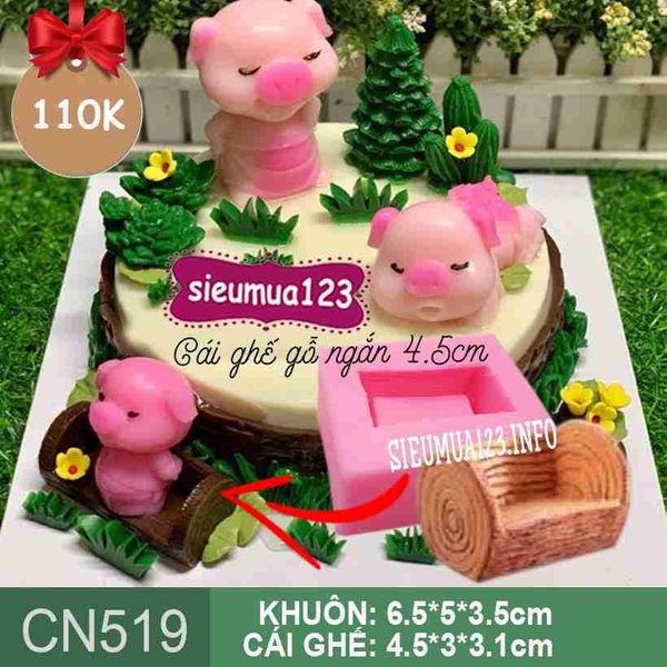 Khuôn rau câu silicon 4d : Khuôn cái ghế gỗ ngắn ( CN519 )