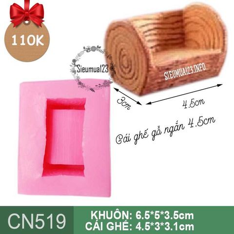 Khuôn rau câu silicon 4d : Khuôn cái ghế gỗ ngắn ( CN519 )