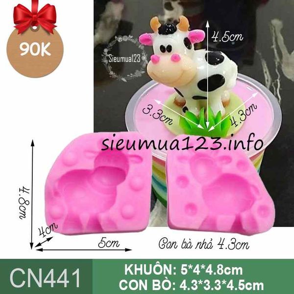 Khuôn silicon con bò sữa mini 4,3cm*3,3cm ( CN441 )