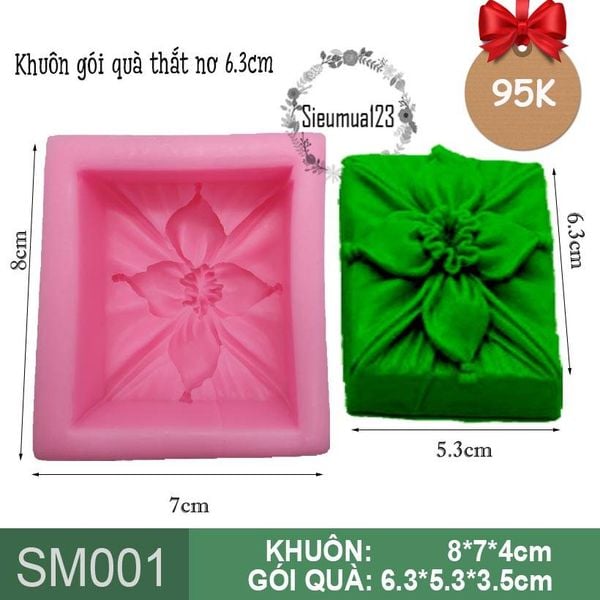 Khuôn silicon làm rau câu 4d gói quà thắt nơ 6,3cm ( SM001 )